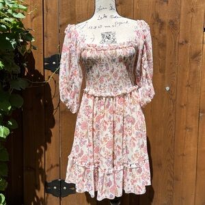 Supernatural by Secret Mission Floral Mini Dress Size S Small Boho Dress Ruffles